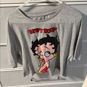 Betty Boop Gray Tee with Colorful Character Graphic